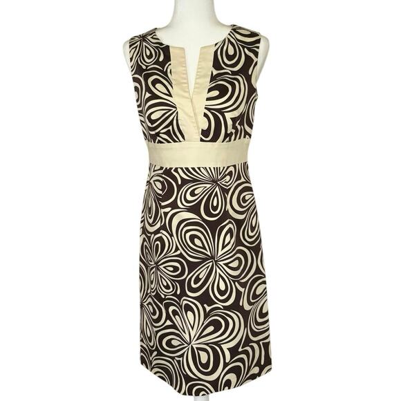 J. McLaughlin Sleeveless Sheath Dress Women's 4 | Brown & Cream | EUC - Picture 1 of 13